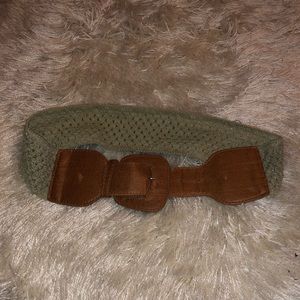 Brown leather stretch belt